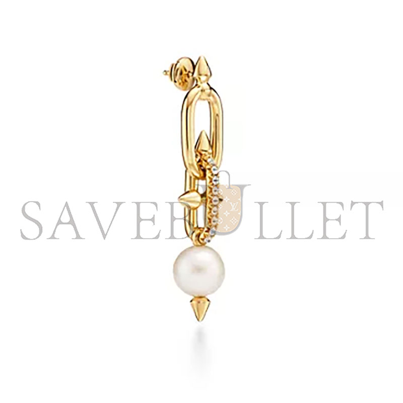 TIFFANY TITAN BY PHARRELL WILLIAMSPEARL EARRINGS IN YELLOW GOLD WITH DIAMONDS 73122198